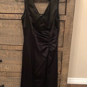 Black Satin Midi Dress